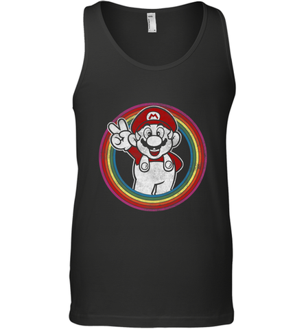 Super Mario Rainbow Circle Distressed Logo Men's Tank Top