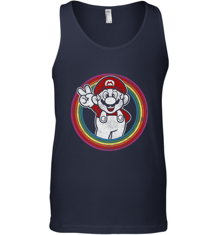Super Mario Rainbow Circle Distressed Logo Men's Tank Top