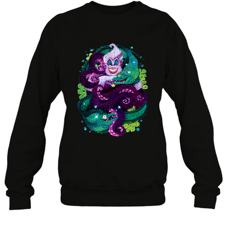 Disney The Little Mermaid Ursula Sea Witch Painting Crewneck Sweatshirt Crewneck Sweatshirt / Black / S Crewneck Sweatshirt - belovedtshirt