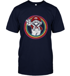 Super Mario Rainbow Circle Distressed Logo Men's T-Shirt
