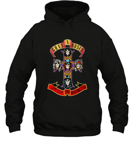 Guns N' Roses Classic Cross Logo Hooded Sweatshirt Hooded Sweatshirt / Black / S Hooded Sweatshirt - belovedtshirt