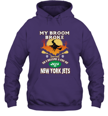 Broom Broke So I Became A fan of New York Jets  NFL Halloween Costume Hooded Sweatshirt Hooded Sweatshirt - belovedtshirt