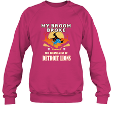 Broom Broke So I Became A Fan of Detroit Lions  NFL Halloween Costume Crewneck Sweatshirt Crewneck Sweatshirt - belovedtshirt
