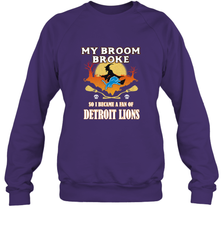Broom Broke So I Became A Fan of Detroit Lions  NFL Halloween Costume Crewneck Sweatshirt Crewneck Sweatshirt - belovedtshirt