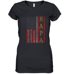 Cool Patriotic Napa US Flag Women's V-Neck T-Shirt Women's V-Neck T-Shirt - belovedtshirt