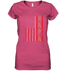 Cool Patriotic Napa US Flag Women's V-Neck T-Shirt Women's V-Neck T-Shirt - belovedtshirt