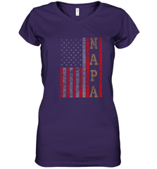 Cool Patriotic Napa US Flag Women's V-Neck T-Shirt Women's V-Neck T-Shirt - belovedtshirt