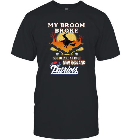 Broom Broke So I Became A Fan of New England Patriots  NFL Halloween Costume Men's T-Shirt Men's T-Shirt / Black / S Men's T-Shirt - belovedtshirt