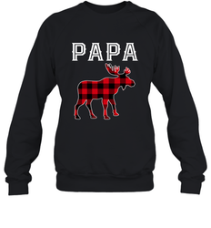 Papa Moose Red Plaid Christmas Pajama Crewneck Sweatshirt
