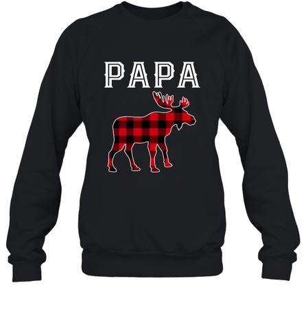 Papa Moose Red Plaid Christmas Pajama Crewneck Sweatshirt Crewneck Sweatshirt / Black / S Crewneck Sweatshirt - belovedtshirt