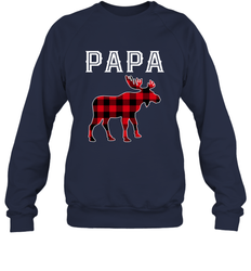 Papa Moose Red Plaid Christmas Pajama Crewneck Sweatshirt