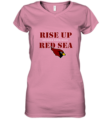 Arizona Cardinals NFL Rise Up Red Sea Women's V-Neck T-Shirt Women's V-Neck T-Shirt - belovedtshirt