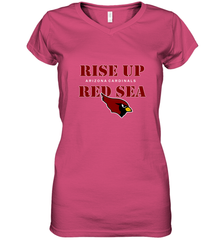 Arizona Cardinals NFL Rise Up Red Sea Women's V-Neck T-Shirt Women's V-Neck T-Shirt - belovedtshirt