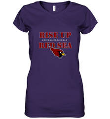 Arizona Cardinals NFL Rise Up Red Sea Women's V-Neck T-Shirt Women's V-Neck T-Shirt - belovedtshirt