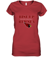 Arizona Cardinals NFL Rise Up Red Sea Women's V-Neck T-Shirt Women's V-Neck T-Shirt - belovedtshirt