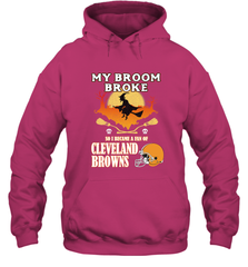 Broom Broke So I Became A Fan of Cleveland Browns  Halloween Costume Hooded Sweatshirt Hooded Sweatshirt - belovedtshirt
