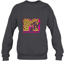 MTV Logo Leopard Print Crewneck Sweatshirt Crewneck Sweatshirt - belovedtshirt