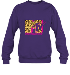 MTV Logo Leopard Print Crewneck Sweatshirt Crewneck Sweatshirt - belovedtshirt