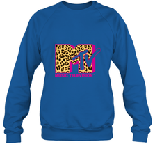 MTV Logo Leopard Print Crewneck Sweatshirt Crewneck Sweatshirt - belovedtshirt
