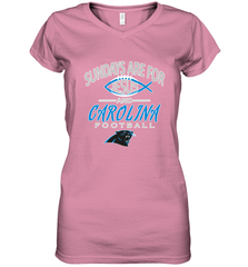 Sundays Are For Jesus and Carolina Funny Christian Football Women's V-Neck T-Shirt Women's V-Neck T-Shirt - belovedtshirt