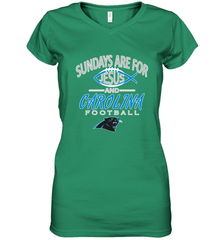 Sundays Are For Jesus and Carolina Funny Christian Football Women's V-Neck T-Shirt Women's V-Neck T-Shirt - belovedtshirt