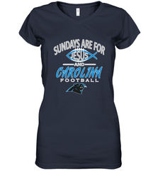Sundays Are For Jesus and Carolina Funny Christian Football Women's V-Neck T-Shirt Women's V-Neck T-Shirt - belovedtshirt