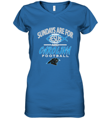 Sundays Are For Jesus and Carolina Funny Christian Football Women's V-Neck T-Shirt Women's V-Neck T-Shirt - belovedtshirt