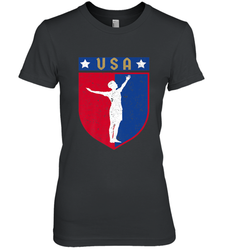 Distressed USA Red, White and Blue Soccer US Shield Flag Women's Premium T-Shirt