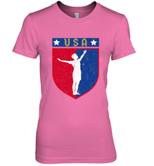 Distressed USA Red, White and Blue Soccer US Shield Flag Women's Premium T-Shirt Women's Premium T-Shirt - belovedtshirt
