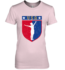 Distressed USA Red, White and Blue Soccer US Shield Flag Women's Premium T-Shirt Women's Premium T-Shirt - belovedtshirt