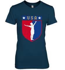 Distressed USA Red, White and Blue Soccer US Shield Flag Women's Premium T-Shirt Women's Premium T-Shirt - belovedtshirt