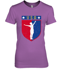 Distressed USA Red, White and Blue Soccer US Shield Flag Women's Premium T-Shirt Women's Premium T-Shirt - belovedtshirt