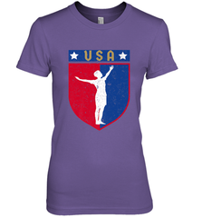 Distressed USA Red, White and Blue Soccer US Shield Flag Women's Premium T-Shirt Women's Premium T-Shirt - belovedtshirt