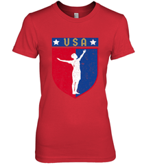 Distressed USA Red, White and Blue Soccer US Shield Flag Women's Premium T-Shirt Women's Premium T-Shirt - belovedtshirt