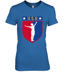 Distressed USA Red, White and Blue Soccer US Shield Flag Women's Premium T-Shirt Women's Premium T-Shirt - belovedtshirt
