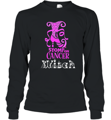 Stomp On Cancer Witch High Heel Breast Cancer Halloween Long Sleeve T-Shirt Long Sleeve T-Shirt - belovedtshirt
