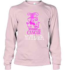 Stomp On Cancer Witch High Heel Breast Cancer Halloween Long Sleeve T-Shirt Long Sleeve T-Shirt - belovedtshirt