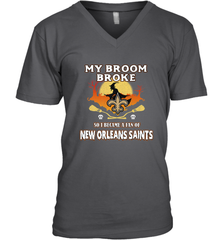 Broom Broke So I Became A Fan of New Orleans Saints   NFL Halloween Costume Men's V-Neck Men's V-Neck - belovedtshirt