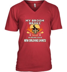 Broom Broke So I Became A Fan of New Orleans Saints   NFL Halloween Costume Men's V-Neck Men's V-Neck - belovedtshirt