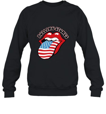 Mens The Rolling Stones USA Tongue Crewneck Sweatshirt Crewneck Sweatshirt / Black / S Crewneck Sweatshirt - belovedtshirt