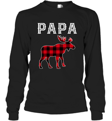Papa Moose Red Plaid Christmas Pajama Long Sleeve T-Shirt