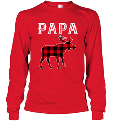 Papa Moose Red Plaid Christmas Pajama Long Sleeve T-Shirt Long Sleeve T-Shirt - belovedtshirt