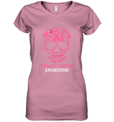 Tattoo Skull Halloween Breast Cancer Awareness Women's V-Neck T-Shirt Women's V-Neck T-Shirt - belovedtshirt