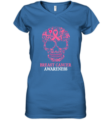 Tattoo Skull Halloween Breast Cancer Awareness Women's V-Neck T-Shirt Women's V-Neck T-Shirt - belovedtshirt