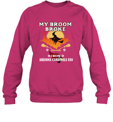 Broom Broke So I Became an Arizona Cardinals Fan  NFL Halloween Costume Crewneck Sweatshirt Crewneck Sweatshirt - belovedtshirt