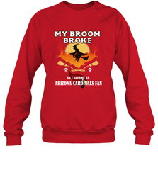 Broom Broke So I Became an Arizona Cardinals Fan  NFL Halloween Costume Crewneck Sweatshirt Crewneck Sweatshirt - belovedtshirt