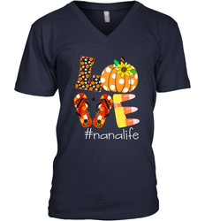 Funny Love Nanalife Pumpkin Flip Flops Nana Life Halloween Men's V-Neck