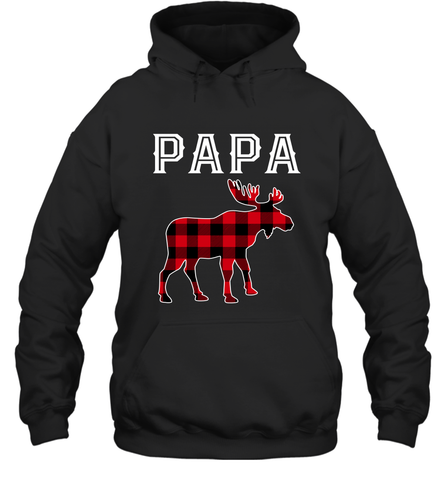Papa Moose Red Plaid Christmas Pajama Hooded Sweatshirt Hooded Sweatshirt / Black / S Hooded Sweatshirt - belovedtshirt