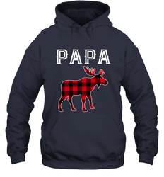 Papa Moose Red Plaid Christmas Pajama Hooded Sweatshirt