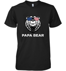 4th of July Papa Bear American Flag Glasses Patriotic Men's Premium T-Shirt